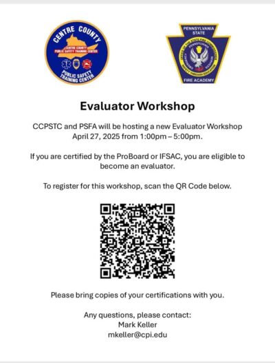 Evaluate the workshop being offered at the Center County public safety training Center